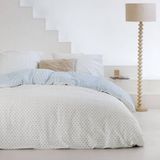 Walra - Warm Whispers - Dekbedovertrek - Off White / Blauw - 140x220 cm - 1-Persoons - 100% Flanel Katoen