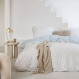 Walra - Warm Whispers - Dekbedovertrek - Off White / Blauw - 140x220 cm - 1-Persoons - 100% Flanel Katoen