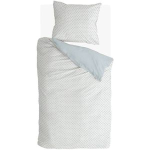 Walra - Warm Whispers - Dekbedovertrek - Off White / Blauw - 140x220 cm - 1-Persoons - 100% Flanel Katoen