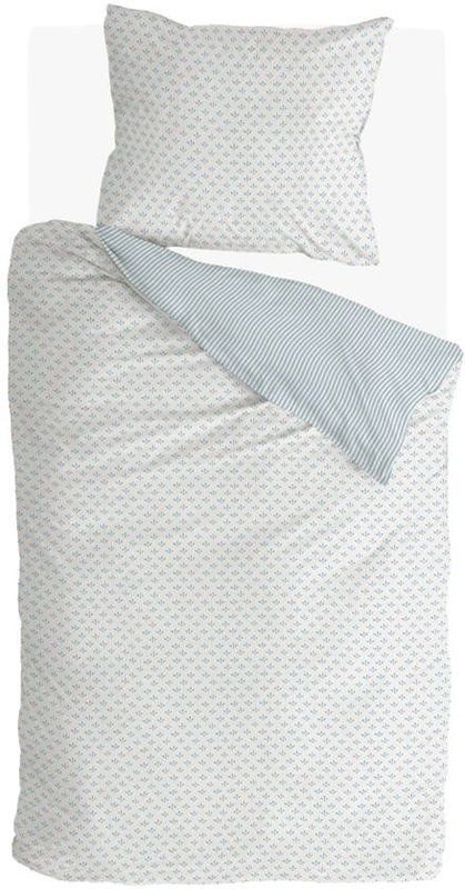 Walra - Warm Whispers - Dekbedovertrek - Off White / Blauw - 140x220 cm - 1-Persoons - 100% Flanel Katoen