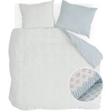 Walra - Warm Whispers - Dekbedovertrek - Off White / Blauw - 240x220 cm - 100% Flanel Katoen