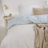 Walra - Warm Whispers - Dekbedovertrek - Off White / Blauw - 240x220 cm - 100% Flanel Katoen