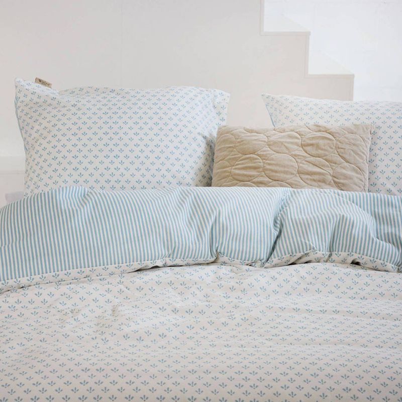Walra - Warm Whispers - Dekbedovertrek - Off White / Blauw - 240x220 cm - 100% Flanel Katoen