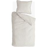 Walra - Gentle Stripes - Dekbedovertrek - Off White / Bruin - 140x220 cm - 1-Persoons - 100% Flanel Katoen
