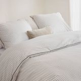 Walra - Gentle Stripes - Dekbedovertrek - Off White / Bruin - 140x220 cm - 1-Persoons - 100% Flanel Katoen