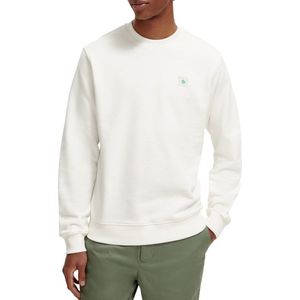 Scotch & Soda Essential Badge Logo Crewneck Sweatshirt voor heren, Denim White, XXL