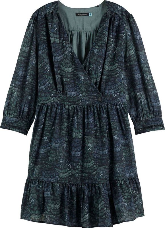 Scotch & Soda - Wrap Mini Jurk - Groen - Dames - Polyester