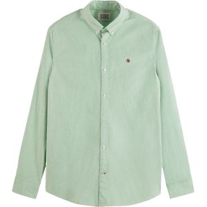 Scotch & Soda - Essential Oxford - Overhemd - Ecru - Groen Streep - Katoen