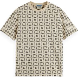 Scotch & Soda Heren Regular Fit Mini All Over Print T-shirt, Parchment Geo Flower 7453, L