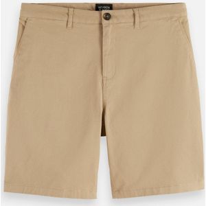Scotch & Soda Core-Stuart-Cotton-Blend Twill Herenshorts, Zand, 26W