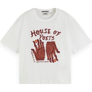 Scotch & Soda Artwork Loose Fit T-shirt voor dames, wit 0006, S