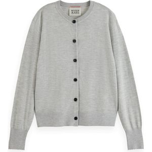 Scotch & Soda Casual vest met ronde hals cardigan sweater dames, Lichtgrijs gemêleerd 1161