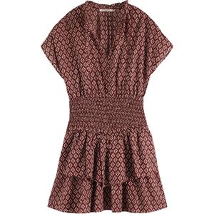 Scotch & Soda - Mini-jurk - Bordeaux - Geo Flower 7362 - Casual Jurk voor Dames