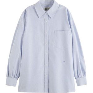 Scotch & Soda - Blouse - Blauw - Wit - Oversized Fit