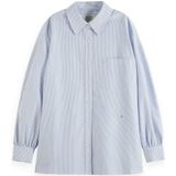 Scotch & Soda - Blouse - Blauw - Wit - Oversized Fit