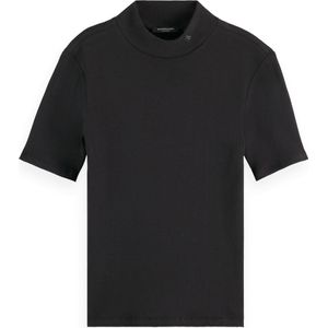 Scotch & Soda - Core Mock Neck Rib T-shirt - Zwart