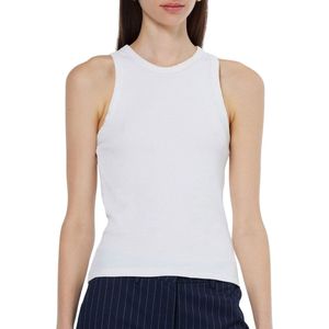 Top - Geribbeld Gebreid Haltertop - Effen - Jersey - Mouwloos - Slanke Pasvorm