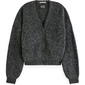 Scotch & Soda Fuzzy Relaxed Fit gebreide jas voor dames, houtskool melange, S