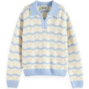 Scotch & Soda Stripe Boxy Pullover With Collar Meisjes Trui