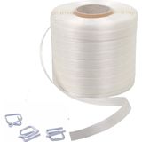 Kortpack - Polyesterband - 16mm breed - 200mtr lang - Treksterkte 450KG - In Dispenserdoos met 80 Gespen