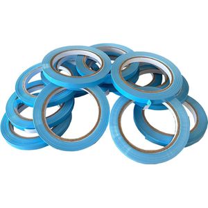 Kortpack - PVC-Tape 9mm breed x 66mtr lang - Blauw - 16 rollen - Kerndiameter: 76mm - Verpakkingstape - Tape voor Zakkensluiter - (020.0002)