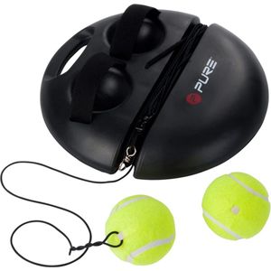 Pure2Improve Tennis Trainer, tot 15 m rekbaar, incl. 2 tennisballen, zwart, bal met koord, tennistrainer, innovatief balspel voor buiten, zelfstudie