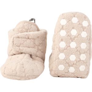 Lodger Babyslofjes antislip - Klittenband - Fleece - 6-12M - Creme