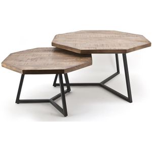 Bijzettafel By-Boo Coffeetable Set Octagon Black