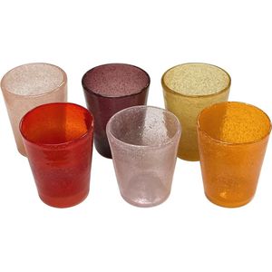 Memento-Originale gekleurde drinkglazen - 6-delige set - oranje-rood - 30 cl - handgemaakt