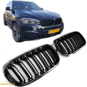 Sportieve Grille geschikt voor BMW X5 F15 en X6 F16 dubbele spijl glans zwart