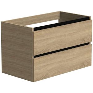 Thebalux Type onderbouwkast 80x45x50cm greeplijst zwart mat 2 softclose lades Greeploos MDF/spaanderplaat oak grain 1TY80148OG