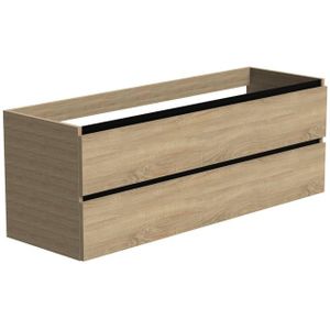 Thebalux Type onderbouwkast 120x45x50cm 1 uitsparing greeplijst zwart mat 2 softclose lades Greeploos MDF/spaanderplaat hoogglans wit 1TY120148HW