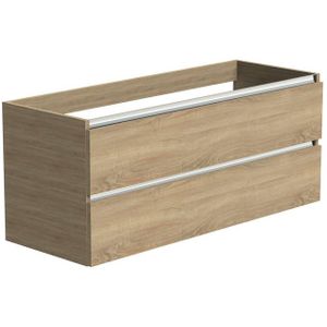 Thebalux Type onderbouwkast 120x45x50cm 1 uitsparing greeplijst aluminium 2 softclose lades Greeploos MDF/spaanderplaat congo brown 1TY120033CB