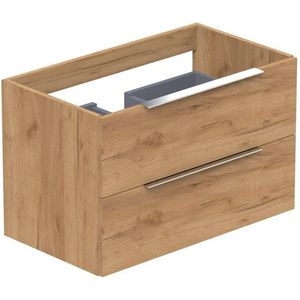 Thebalux Type onderbouwkast 80x45x50cm opbouwgreep chroom 2 softclose lades standaard greep MDF/spaanderplaat hoogglans wit 1TY80170HW-NC