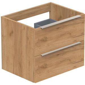 Thebalux Type onderbouwkast 60x45x50cm opbouwgreep RVS 2 softclose lades standaard greep MDF/spaanderplaat beton zilver 1TY60170BZ-NR