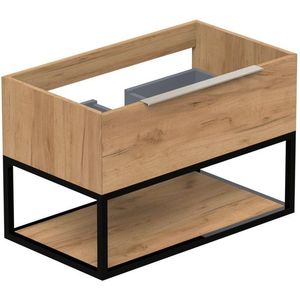 Thebalux Type onderbouwkast 80x45x50cm opbouwgreep RVS 1 softclose lades standaard greep MDF/spaanderplaat/metaal hoogglans wit 1TY80436HW-NR