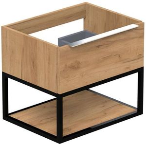 Thebalux Type onderbouwkast 60x45x50cm opbouwgreep chroom 1 softclose lades standaard greep MDF/spaanderplaat/metaal navarro eiken 1TY60436NA-NC