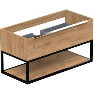 Thebalux Type onderbouwkast 100x45x50cm opbouwgreep chroom 1 softclose lades standaard greep MDF/spaanderplaat/metaal zambia black 1TY100436ZB-NC