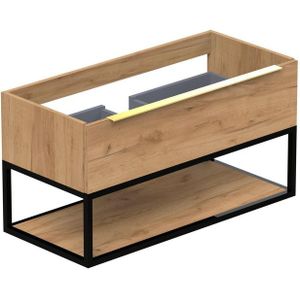 Thebalux Type onderbouwkast 100x45x50cm opbouwgreep messing 1 softclose lades standaard greep MDF/spaanderplaat/metaal navarro eiken 1TY100436NA-NM