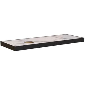 Sjithouse Furniture topblad rocky 60,5x22,5cm afvoergat midden mat zwart/marble carrara