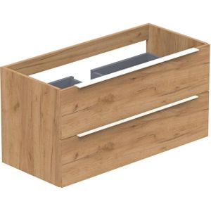 Thebalux Type onderbouwkast 100x45x50cm opbouwgreep wit mat 2 softclose lades standaard greep MDF/spaanderplaat sequoia 1TY100170SQ-NW