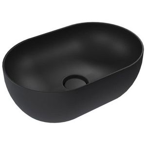 Thebalux Type Vasca opzetkom 45x31x16cm zonder kraangat met wasbak ovaal keramiek zwart mat 3OP45135KMZ