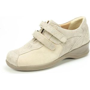 Xsensible - Lucia 10027 - Sportieve Klittebandschoen - Taupe - Suede/Print Leer