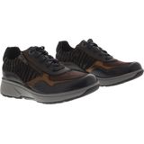 Xsensible Stretchwalker Dames Sneaker Lima Zwart Bruin Leer - Uitneembaar Voetbed