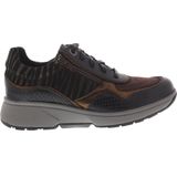 Xsensible Stretchwalker Dames Sneaker Lima Zwart Bruin Leer - Uitneembaar Voetbed