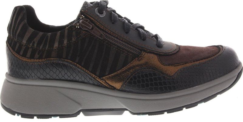 Xsensible Stretchwalker Dames Sneaker Lima Zwart Bruin Leer - Uitneembaar Voetbed