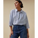 By-Bar Norel Pin Stripe Blouse - Blauw - 100% Katoen