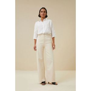 Lina - Raw White - Flared Pant - Katoen - Met Steekzakken