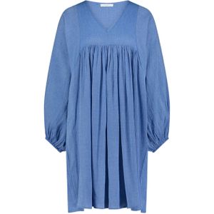 by-bar Jurk blauw (Maat: M) - Effen - Halslijn: V-hals,
