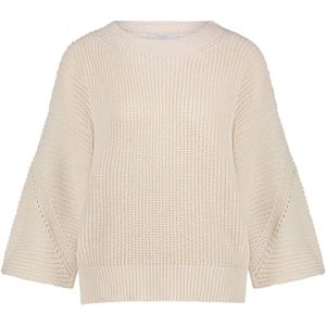 By-Bar - Dames Gebreide Trui - Wit - Korte Mouwen